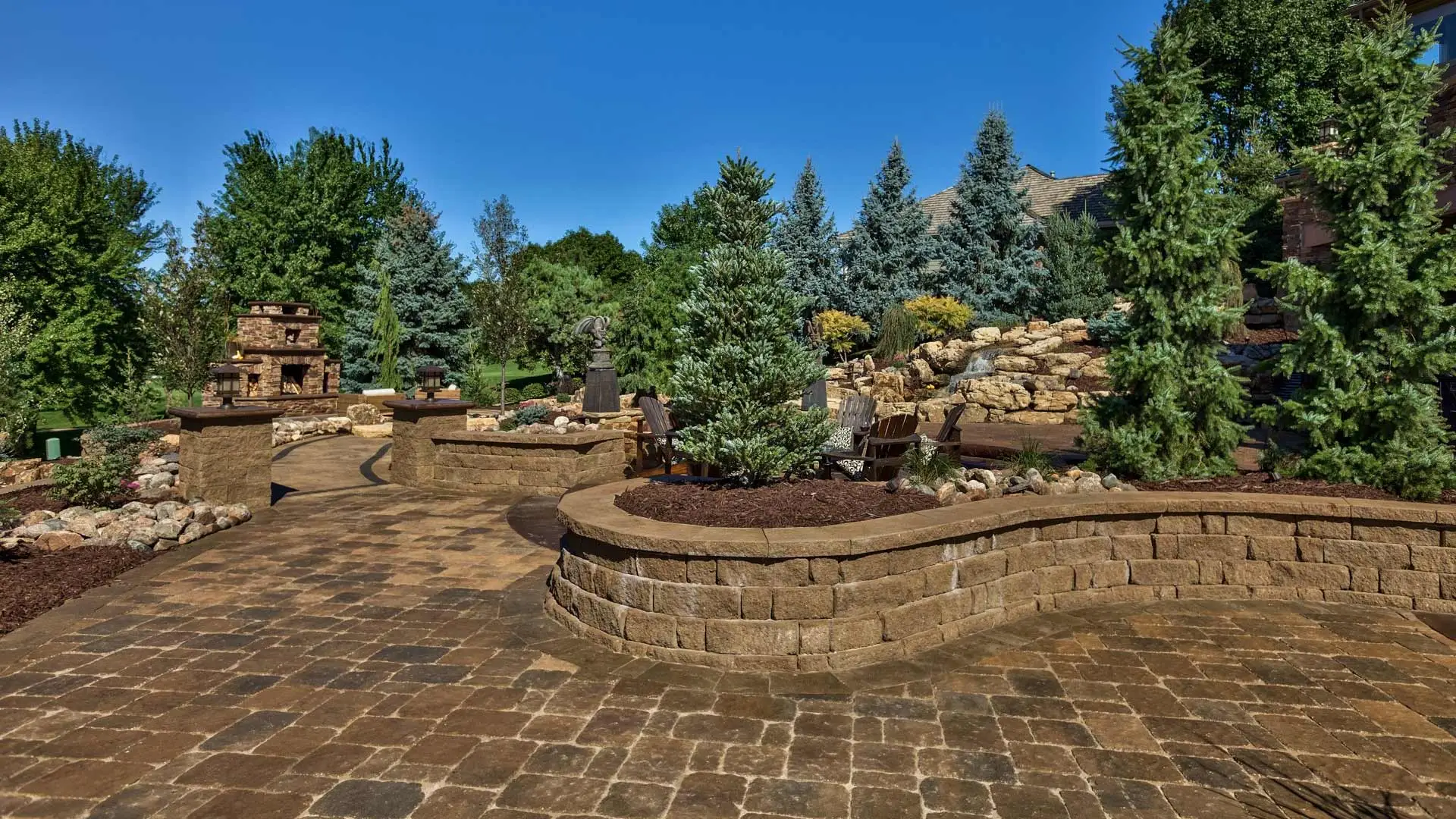 Beautiful retaining wall designed and installed for a property in Omaha, Nebraska.