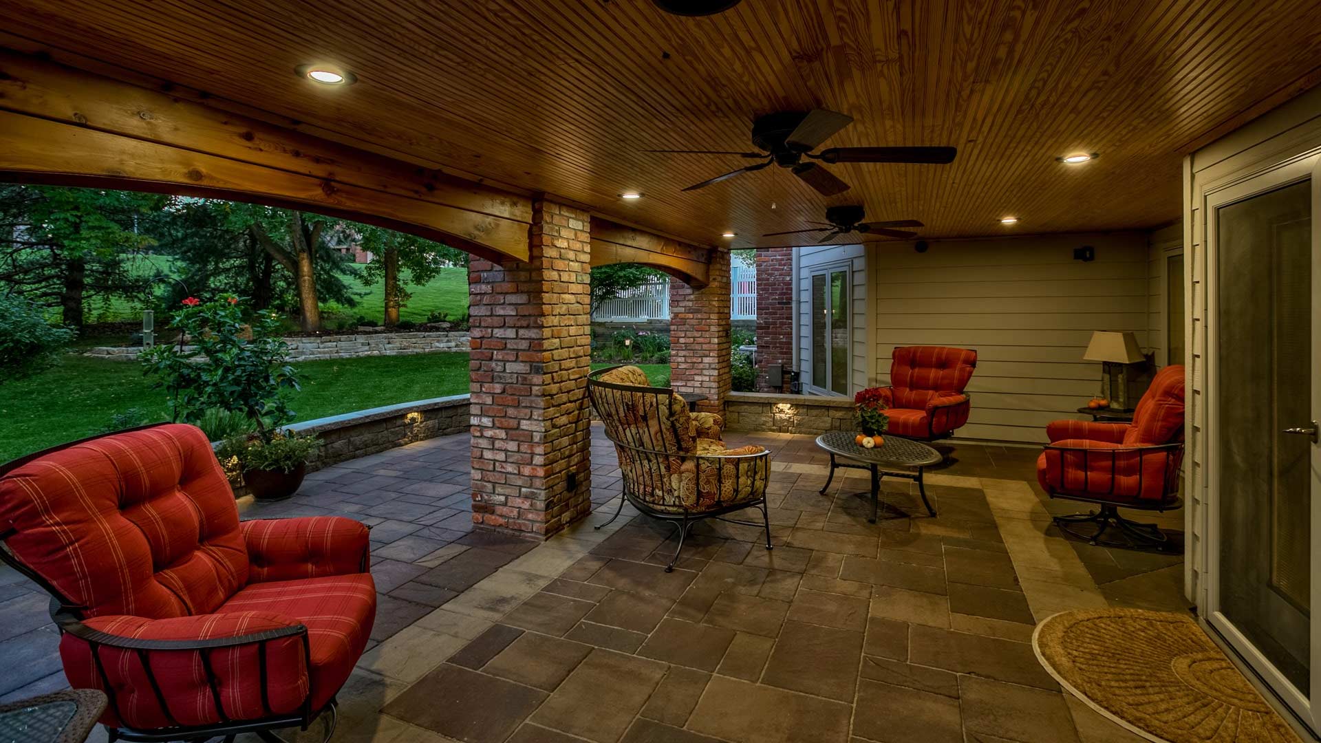 Beautiful outdoor living space with custom patio in Elkhorn, Nebraska.