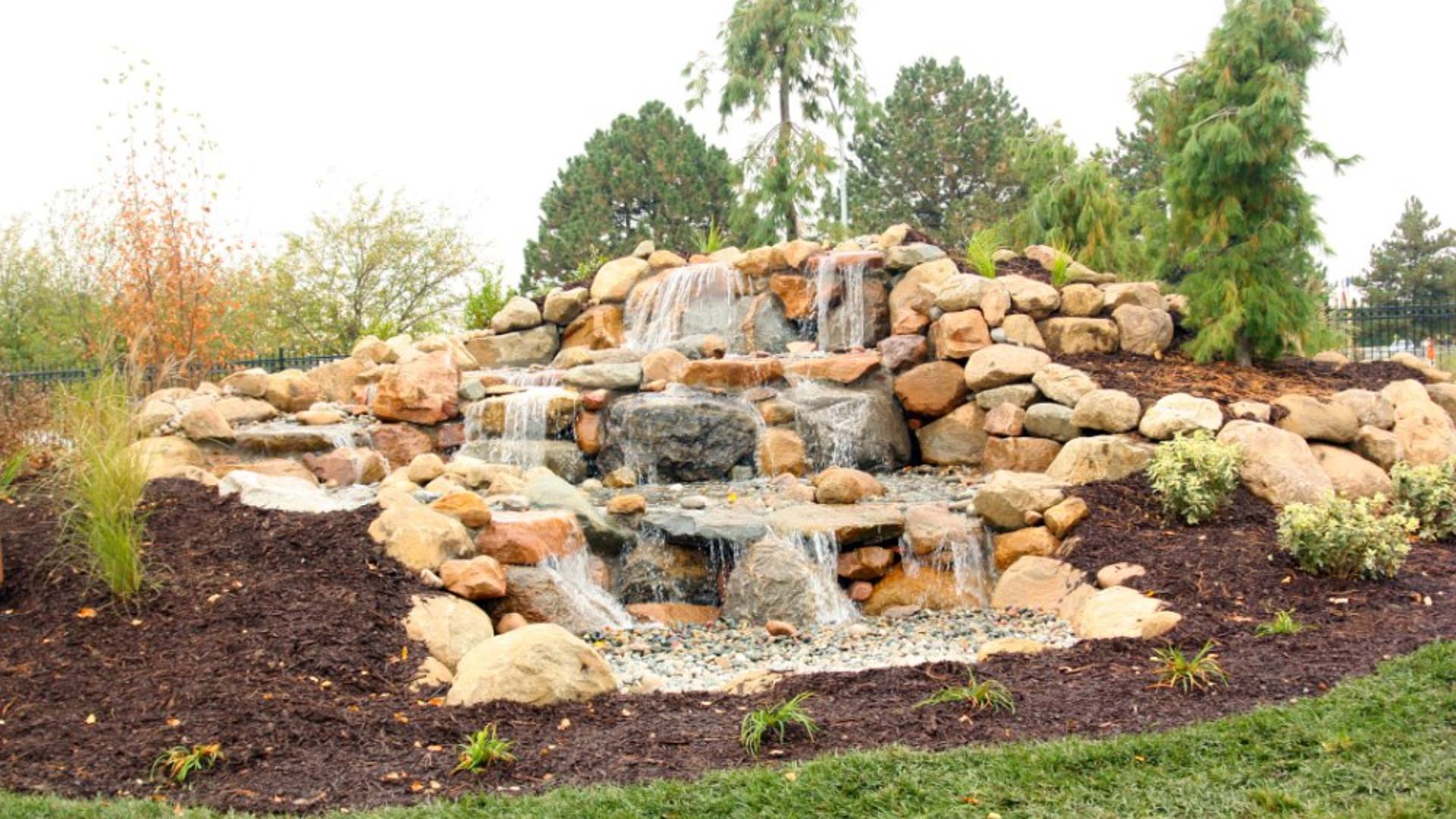 A waterfall feature installed for a customer in Wahoo, NE.