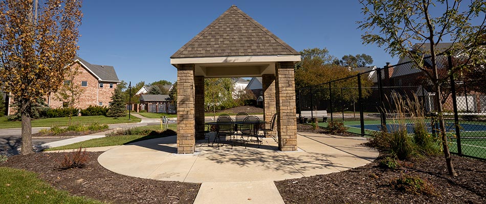 A commercial building with customized hardscape design in Omaha, NE.