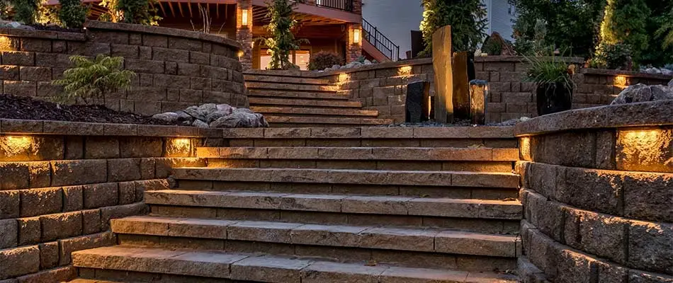 Custom stone steps installed at a home near Elkhorn, NE.