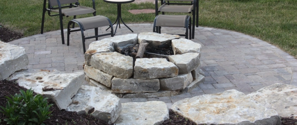 Wood burning fire pit installed for a customer in Omaha, NE.