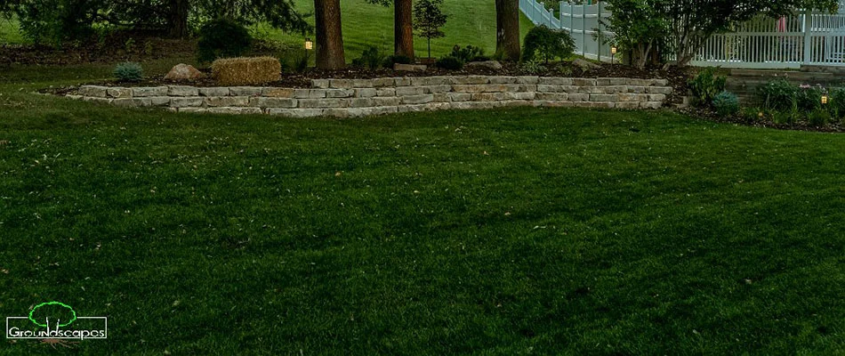 A thick, healthy, green lawn by a home in Bennington, NE.